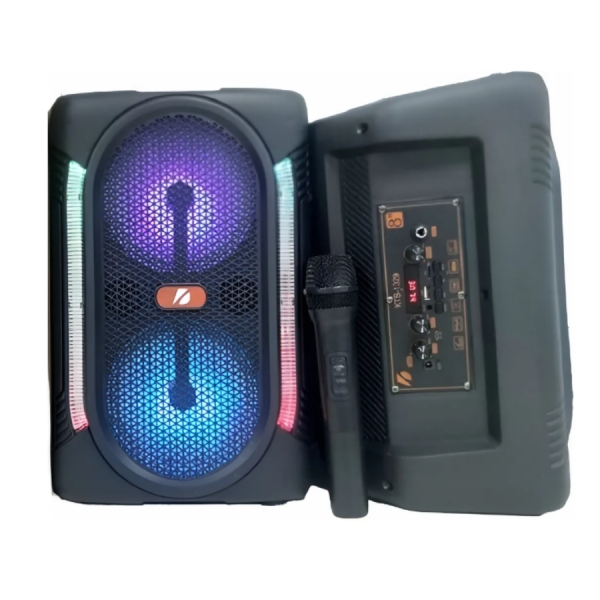 Caixa de Som 6.5 Polegadas Dupla Eletrônica Som Sem Fio para Festas com Microfone Sem Fio para Karaokê - KTS-1329