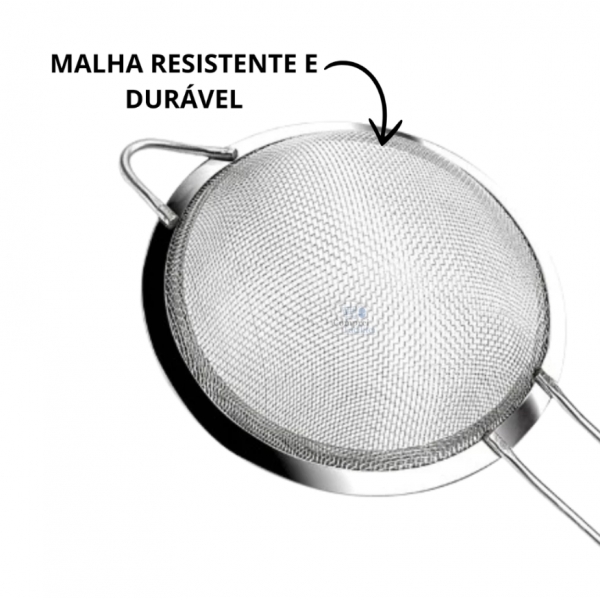 Kit 03 Peneira Coador Manual Em Aço Inox 3 Tamanhos P - M - G