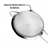 Kit 03 Peneira Coador Manual Em Aço Inox 3 Tamanhos P - M - G