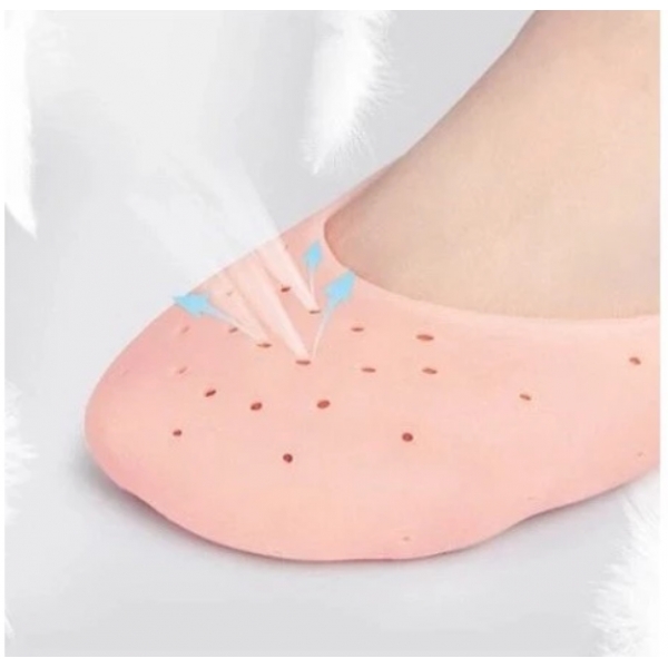 Meia Silicone Hidratante Pé Calcanhar Antiderrapante Aumento pes Protetor Silicone Pe Sapato Par de Meia Palmilha