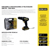 PARAFUSADEIRA E FURADEIRA 1350 RPM A BATERIA LI-ION C/ MALETA ACESSORIOS 12V -110/220V