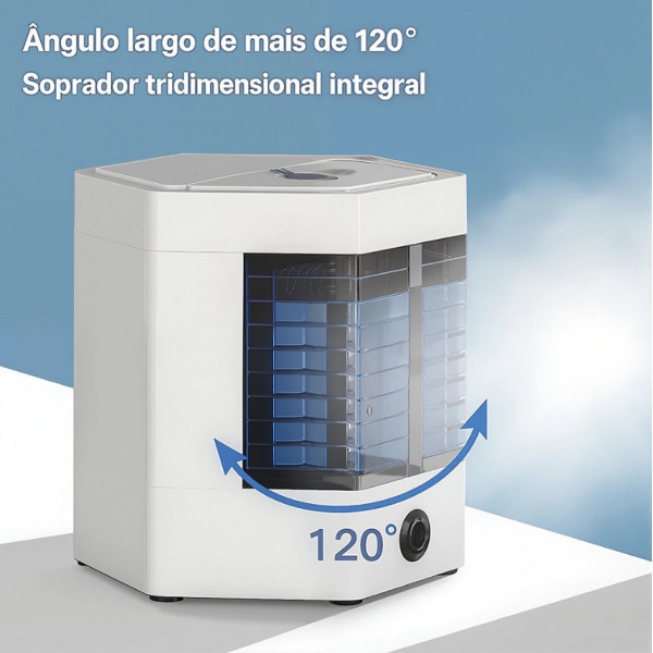 Mini Ar Condicionado Climatizador Usb Portátil Umidificador Cor Branco E Cinza Voltagem 110V