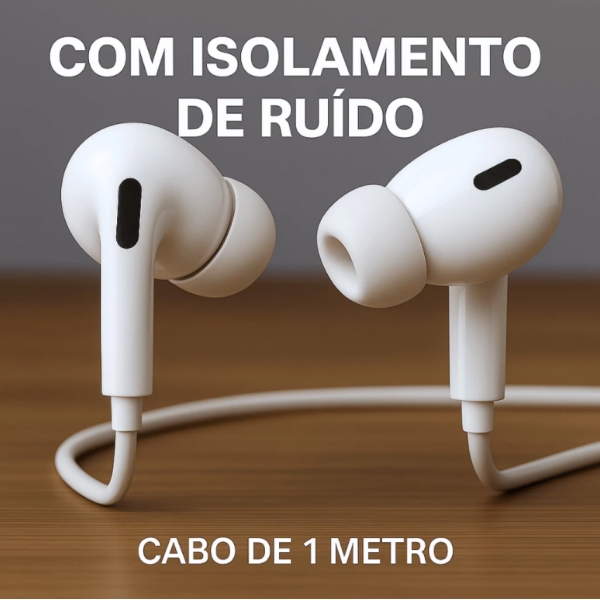 Fone de Ouvido Com Fio Tipo-C Borrachinha Borracha Anti-Ruído Com Microfone Premium Universal