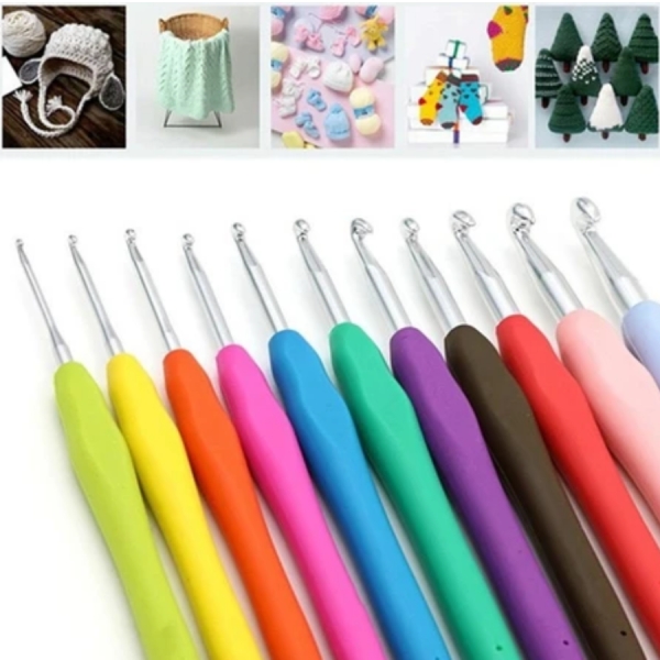 Colorido Macio Plástico Lidar Com Alumina Crochê Ganchos Agulhas De Tricô Conjunto 2-6mm Para Tecer Costura Tool-9pcs