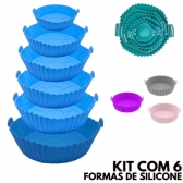 Kit 6 Formas Airfryer Tamanhos Variados Silicone Antiaderente Microondas Lavável Com Alça envio aleatorio