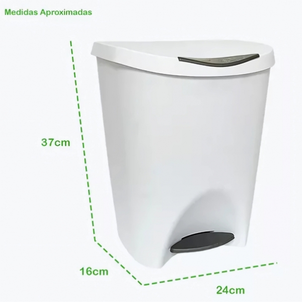 Lixeira 7,5L Cesto Pedal Lixo Banheiro Resistente Escritório