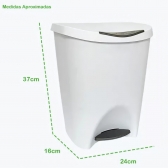 Lixeira 7,5L Cesto Pedal Lixo Banheiro Resistente Escritório