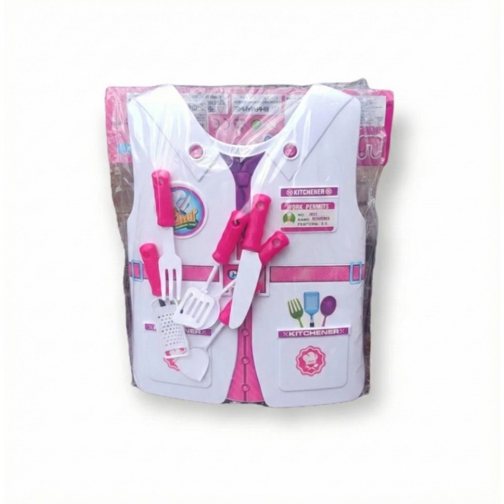 Brinquedo Kit Chef De Cozinha Com Colete 7 Peças