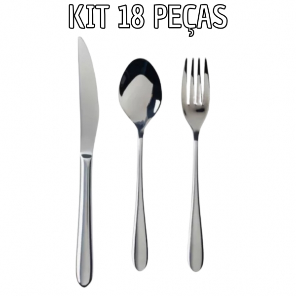 Kit 18 Talheres Garfo Colher Faca Inox Bufffet -restaurante