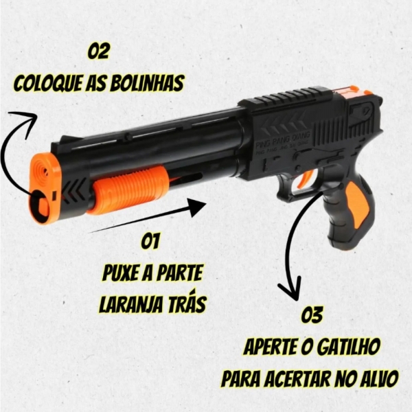 Escopeta Lança Bolas Brinquedo 6 Munições