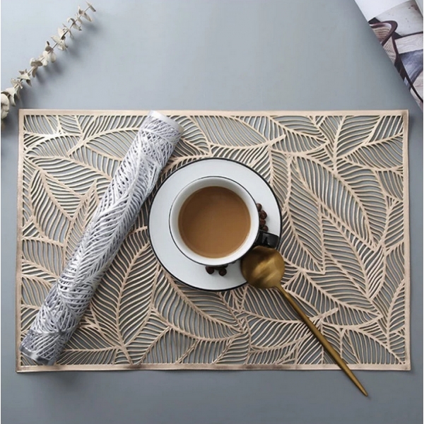 Descanso de prato Americano Sousplat Mesa Descanso De Mesa Posta Jantar Design de recorte de folhas