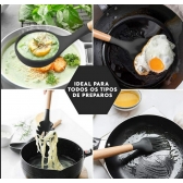 Jogo Kit 12 Peças Utensílios De Cozinha De Silicone Cabo Madeira Decoração Livre BPA