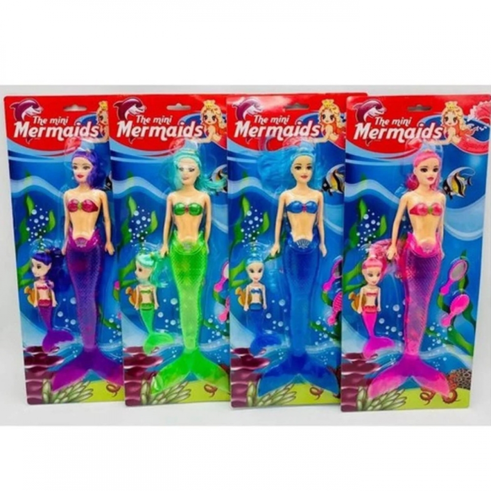 Boneca Sereia Com Led + Filha E Acessórios