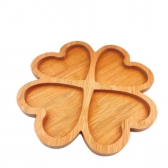 Bandeja Petisqueira Coração Tábua Madeira Bambu 4 Divisões 28cm