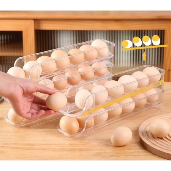 Porta Ovos Suporte 3 Andares Rolante Para 21 Ovos Dispenser Armazena e organizador de Geladeira