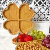 Bandeja Petisqueira Coração Tábua Madeira Bambu 4 Divisões 28cm
