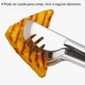 Pegador De Alimento Aço Inoxidável Cozinha Salada Churrasco Inox Utensílio Massas Macarrão