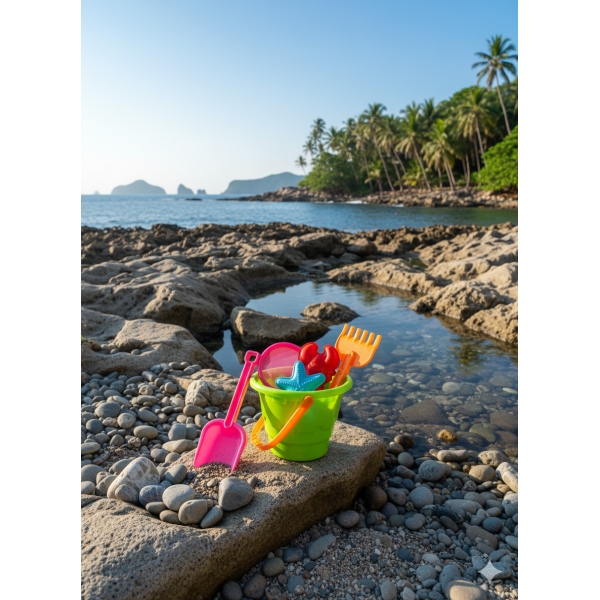 Baldinho de Praia com Acessórios Cores Sortidas - Brinquedo de Verão Resistente