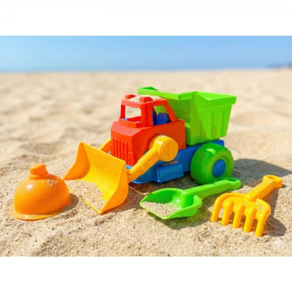 Carregadeira Escavadeira Trator Plastico Praia C/ 5 Peças