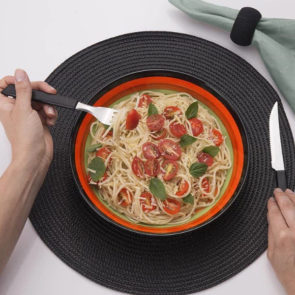 Kit Jogo De 6 Garfo de Mesa Restaurante Leme Inox Cabo Preto