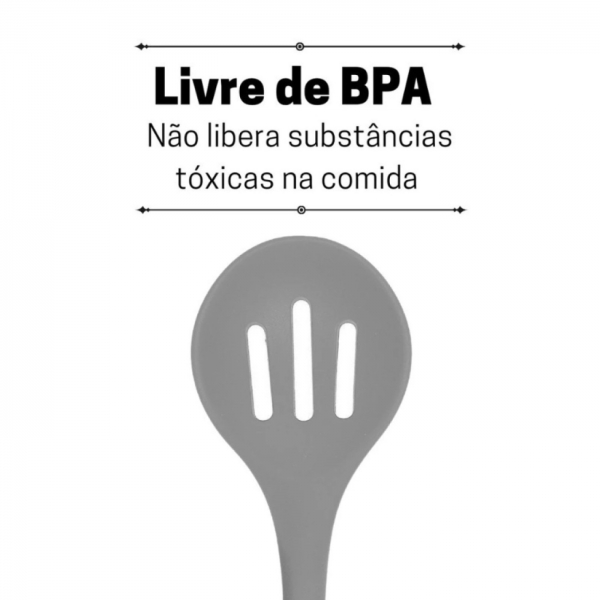 Colher Vazada Para Arroz Silicone Bambu 32Cm