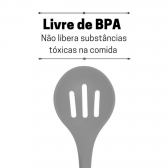 Colher Vazada Para Arroz Silicone Bambu 32Cm