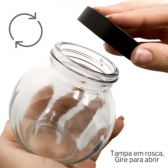 Kit 4 Potes de Vidro para Condimentos 180ml com Tampa Preta porta temperos