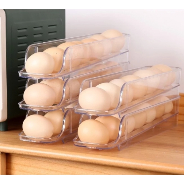Porta Ovos Suporte 3 Andares Rolante Para 21 Ovos Dispenser Armazena e organizador de Geladeira