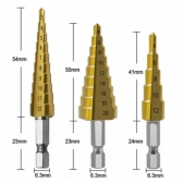 Broca Escalonada 3 Peças Hss Step Drill Bit Set Cone Hole