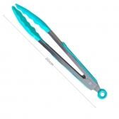 Pinça Pegador Culinário Silicone 30 Cm Multiuso Inox Fritura Verde