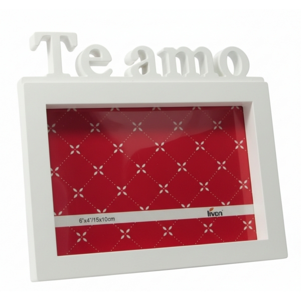 Porta Retrato TE AMO 10x15 cm Branco para Presente de Dia dos Namorados Casamento Esposa Mãe