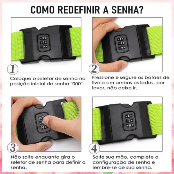 Kit 02 Cintas De Proteção Mala De Viagem C/Segredo/Codigo