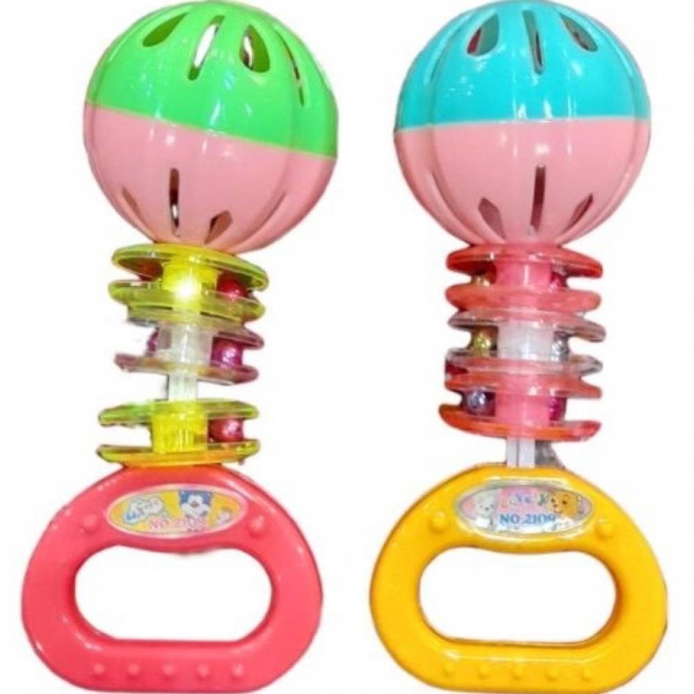 Kit 2 Chocalhos Infantis Coloridos - Estimula Audição e Coordenação Motora do Bebê