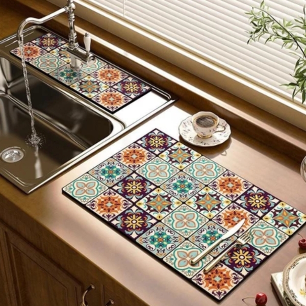 Tapete escorredor de Louça em Microfibra Super absorvente Dobrável Aparador de Louça