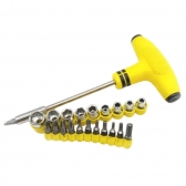Jogo Chave Tipo T + Bits + Soquete Canhão 21pçs