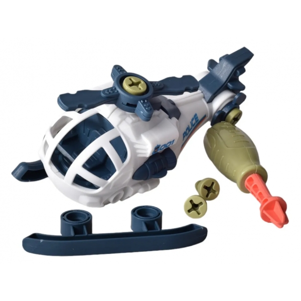 Helicóptero de Polícia Monta e Desmonta DIY - Brinquedo Educativo com Chave