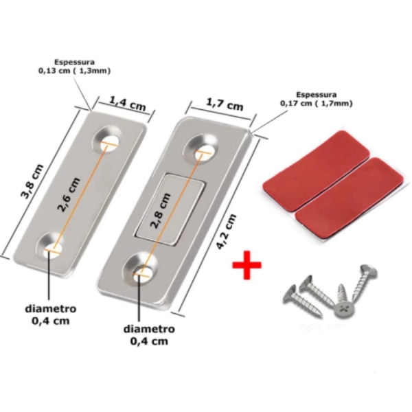 Fecho Trinco Magnético De Neodímio Trava P/ Porta Armário Guarda Roupa ref: GD-001