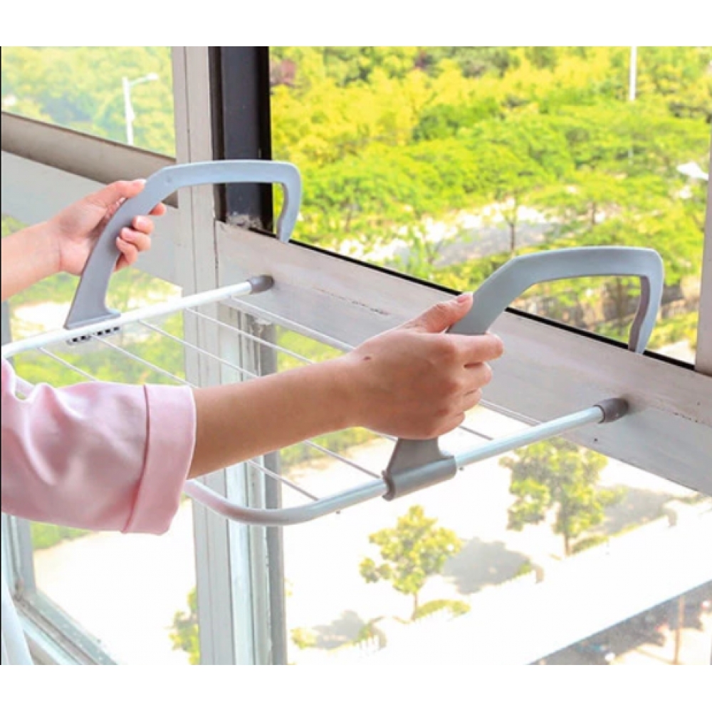 Varal Portátil De Janela Apartamento Varanda Seca Roupas Retrátil