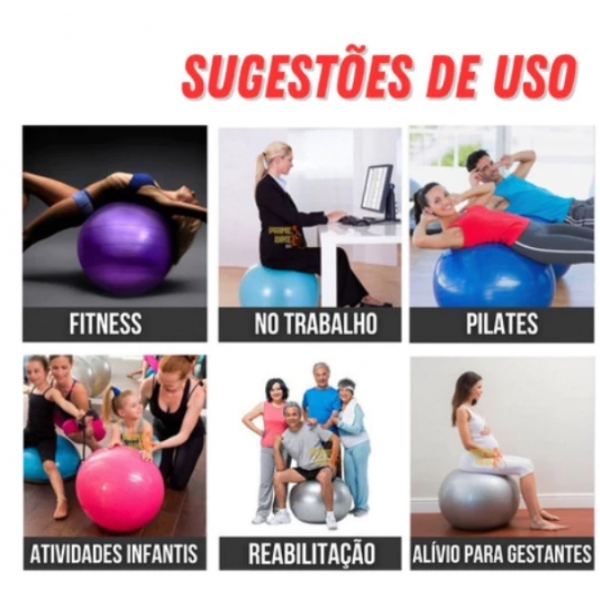 Bola de Ginástica Suíça Yoga Pilates Bola de Pilates Inflável Anti Estouro com bomba para encher