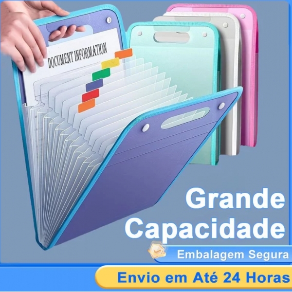 Pasta Sanfonada Com 12 Divisórias Pasta Prancheta Tamanho A4 Escritório Escolar
