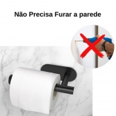 Porta Papel Higienico Premium Adesivo 3m De Parede Inox Preto