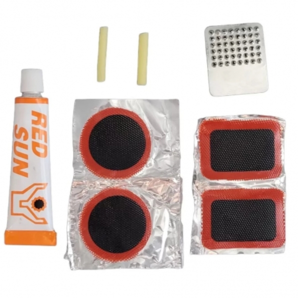 Kit 8 Pçs Reparo Concerto Pneu Bike Bicicleta Remendo Cola Conserto de Roda Camara inflar Cola Borracha Lixa Cola