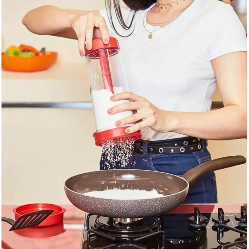 Tapioqueira Peneira e Armazena Polvilhador De Tapioca Armazena Beiju - Diversas Cores - NL