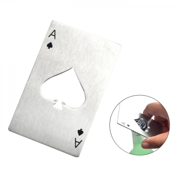 Kit 5 Abridor Garrafa Cerveja Carta Baralho As Espadas Inox