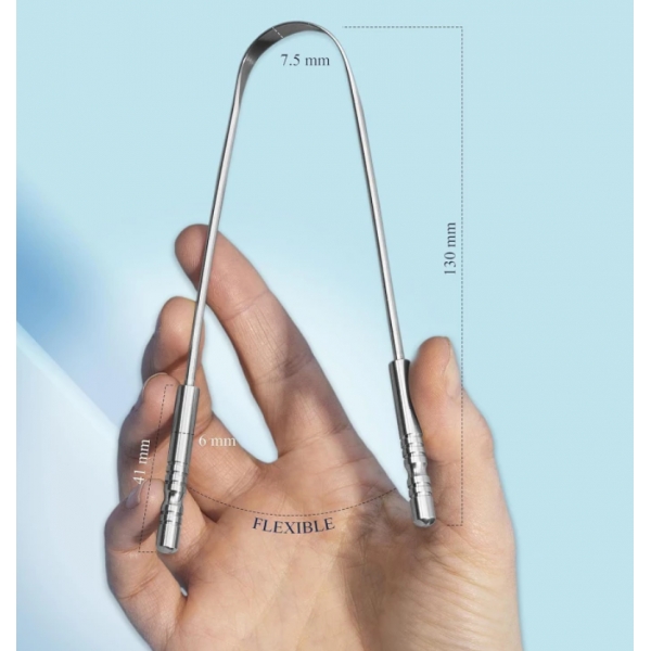 kit 2 Limpador Raspador De Língua Em Aço Inox Para Higiene Bucal Promoção