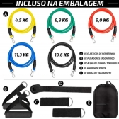 Kit 11 Elastico Extensor Treino Funcional Academia Em Casa Ginastica