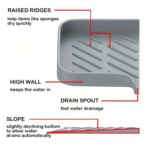 Saboneteira De Silicone Com Dreno, Antiderrapante