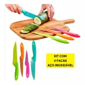 Facas De Cozinha Kit Conjunto Jogo 4 Coloridas Dia A Dia