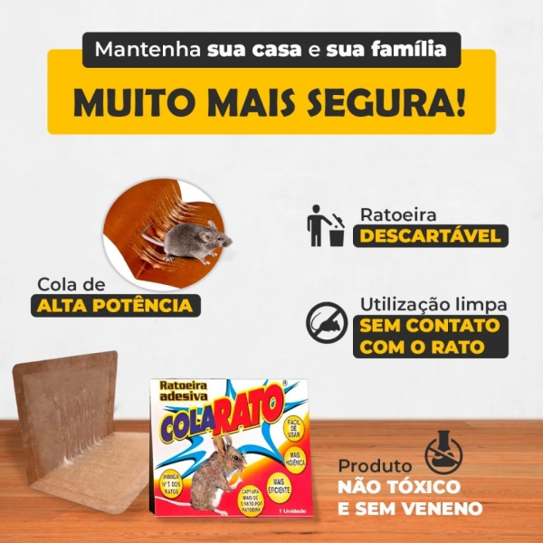 Kit 20 Unidades Ratoeira Adesiva Cola Forte Pega Rato Roedor