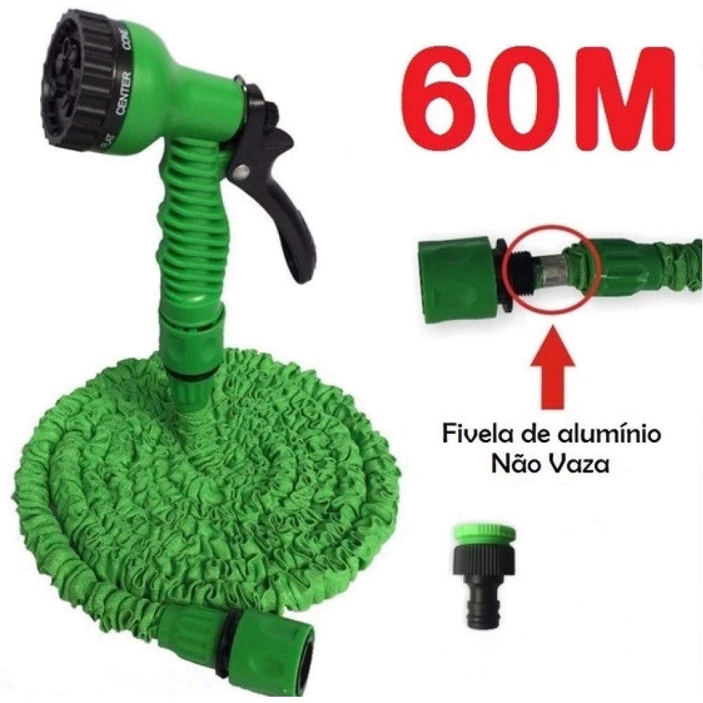 Mangueira Magica 60m METROS Flexível Irrigação E 7 Tipos De Jato